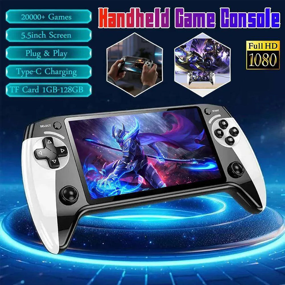 X9 portable game console, 5.5-inch HD screen, multiple languages, retro GBA Arcade video,10 simulators with 20000+ Games